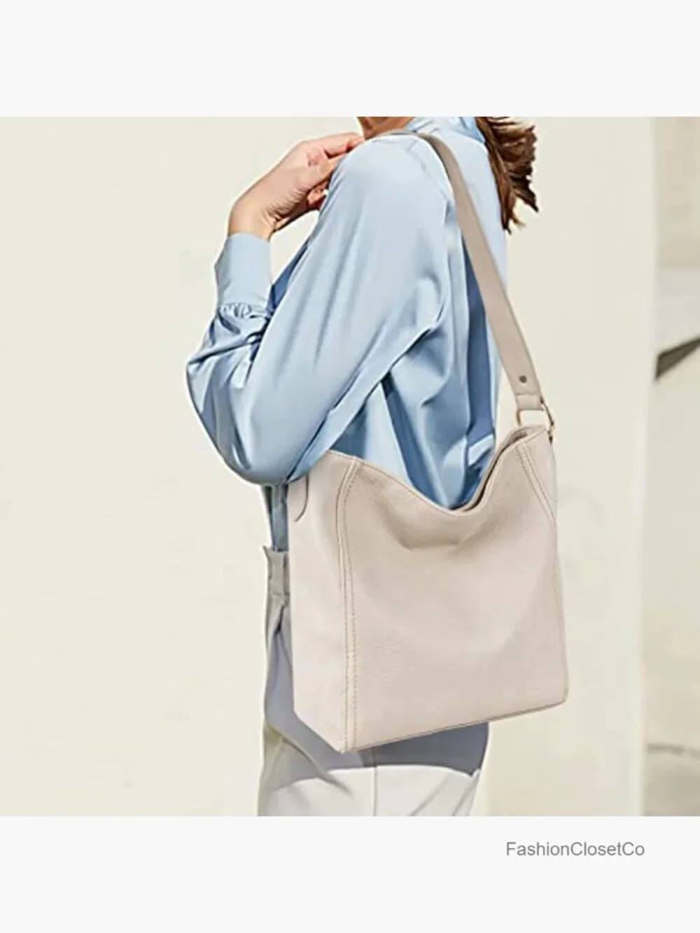 Faux Leather Hobo Bag with Zipper Closure and Shoulder Strap